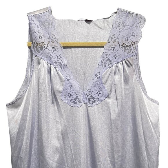 Vintage Vanity Fair Small Blue Nightgown With Lace Yoke - Picture 7 of 8